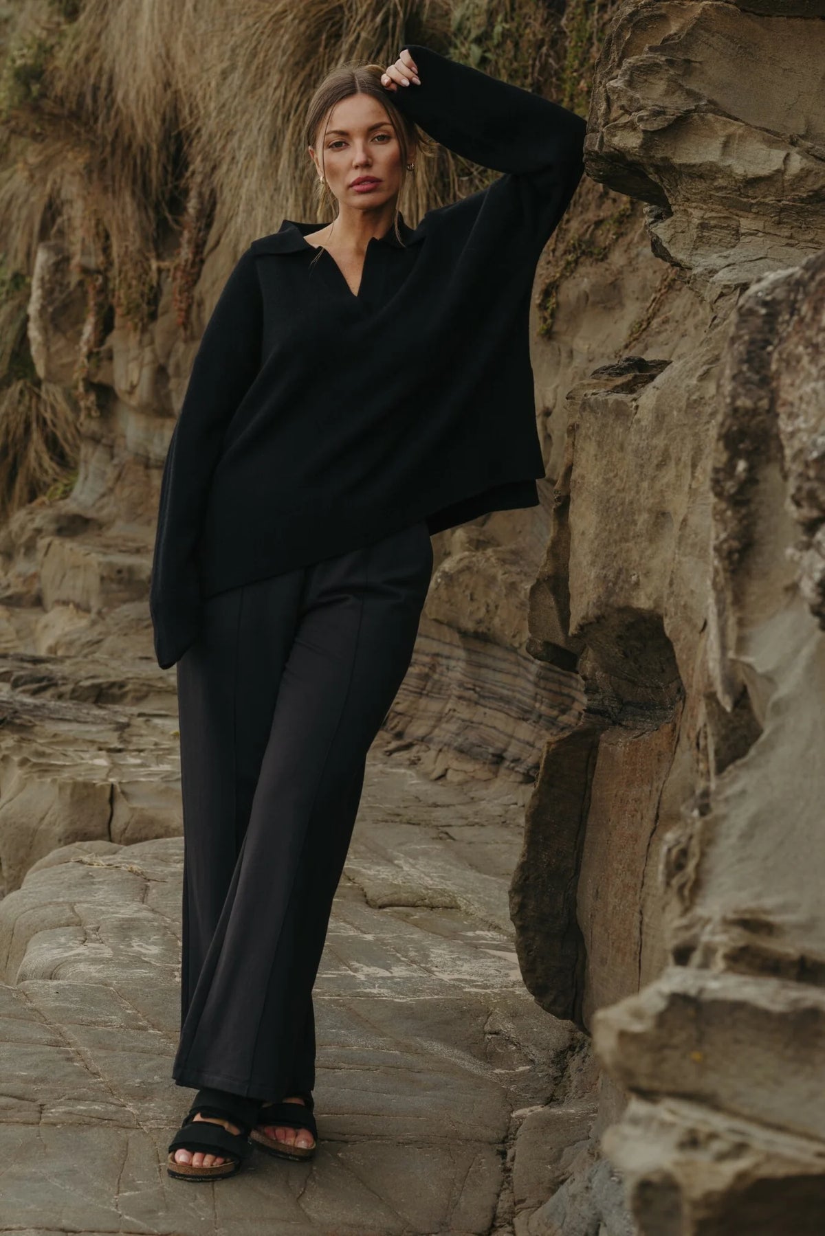 Talamaya Heavenly Fleece Pull On Pant Washed Black