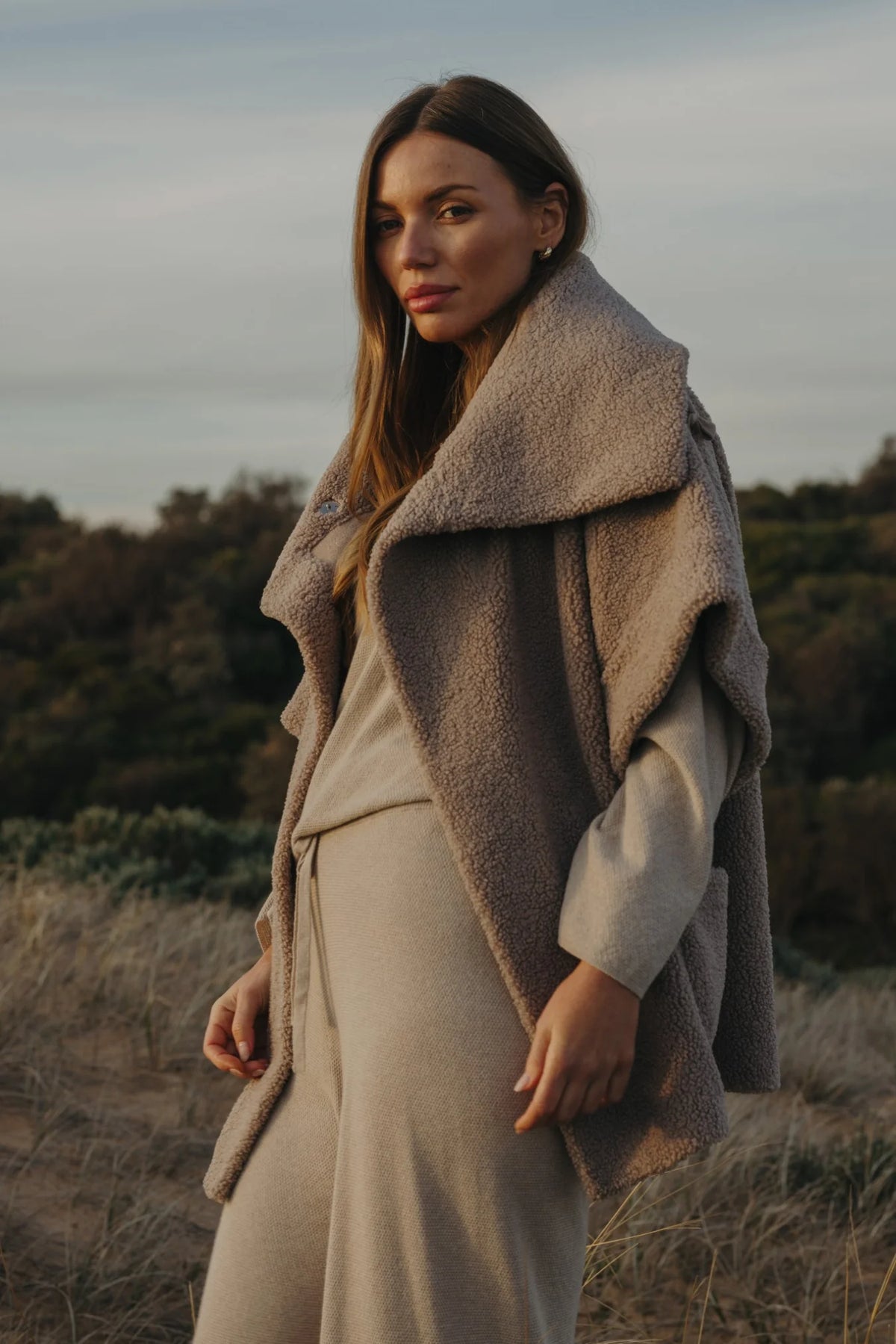 Sherpa Cuddle Coat - Putty