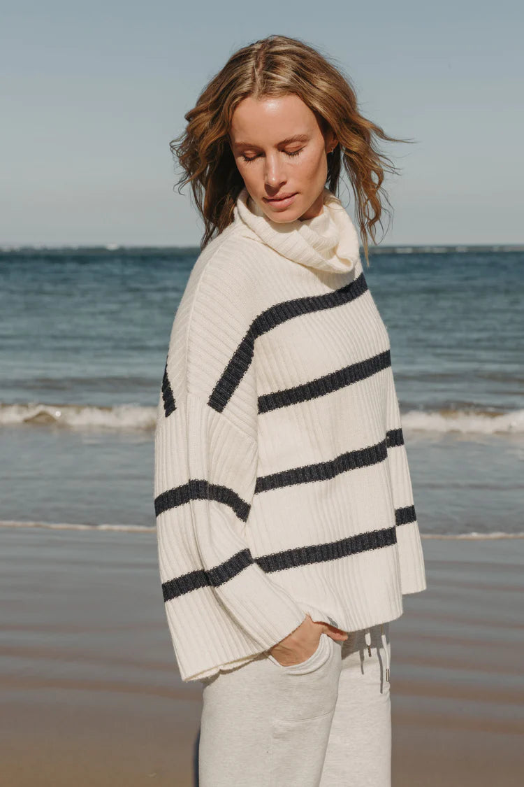 Divine Stripe Rib Pullover - Vanilla/Starling