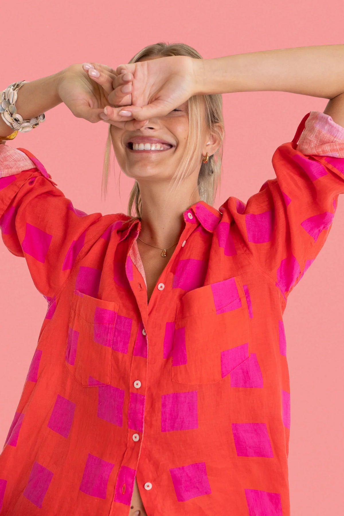 Boyfriend Linen Shirt - Tequila Sunrise