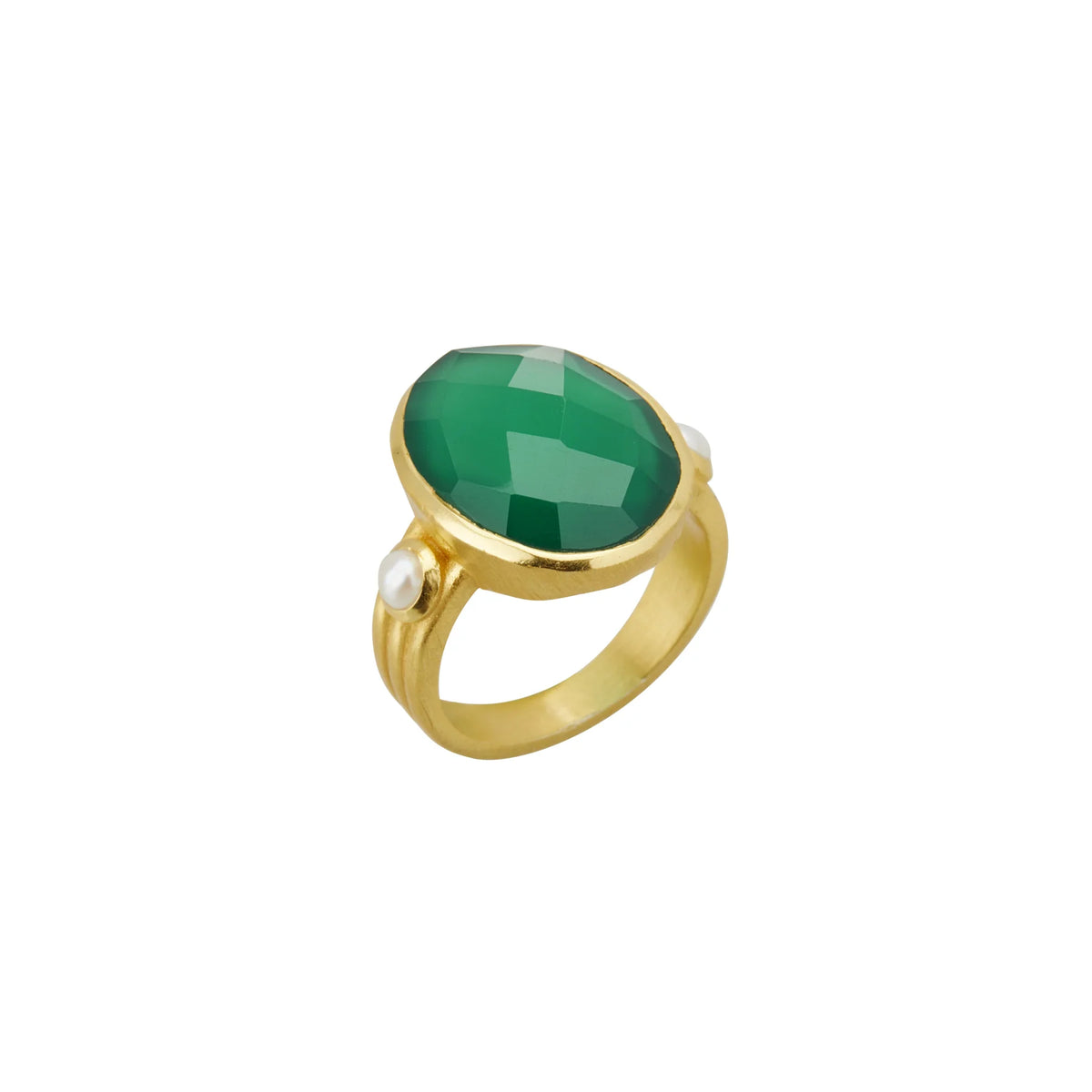 Green Onyx &amp; Pearl Ring