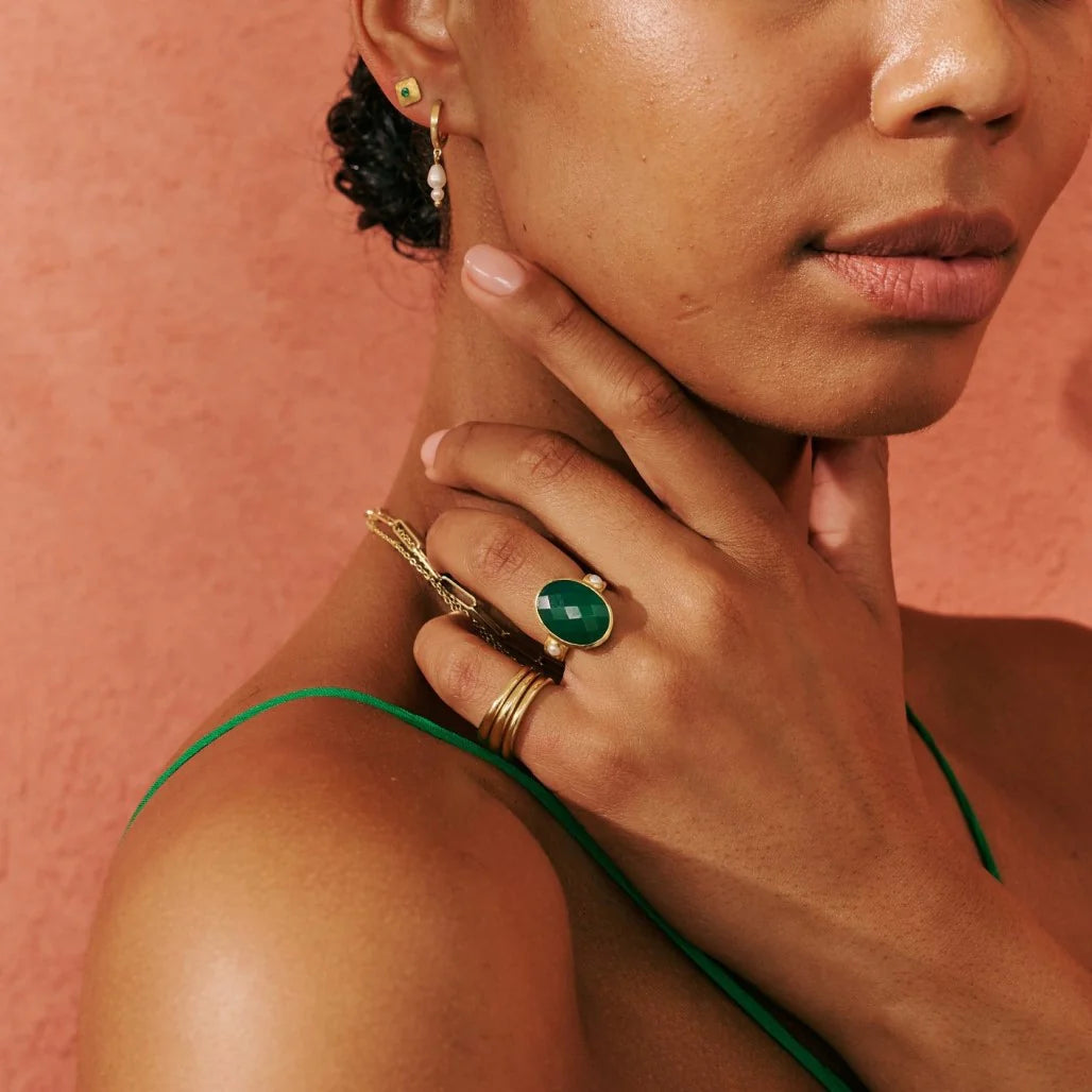 Murkani Green Onyx &amp; Pearl Ring