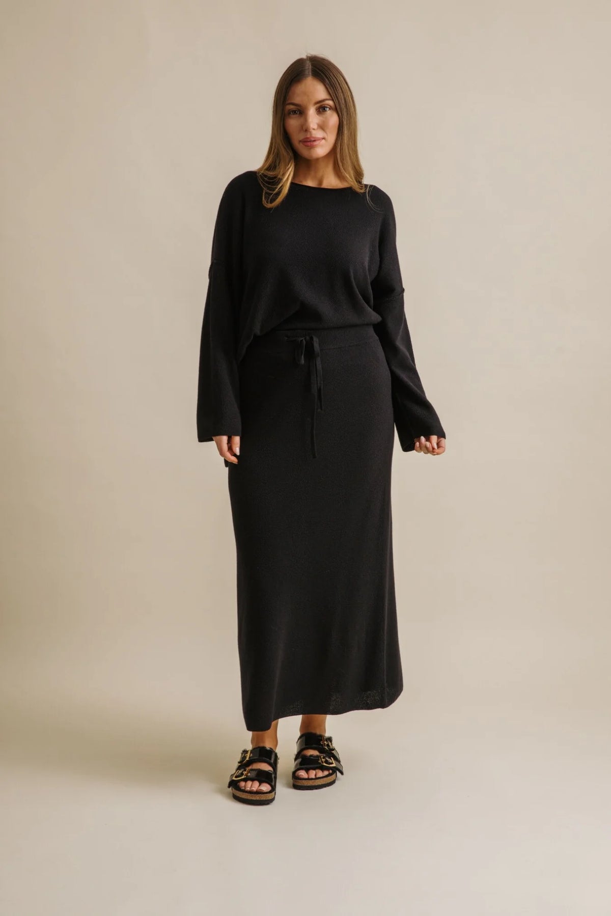 Winter Retreat Merino Cotton Skirt - Noir