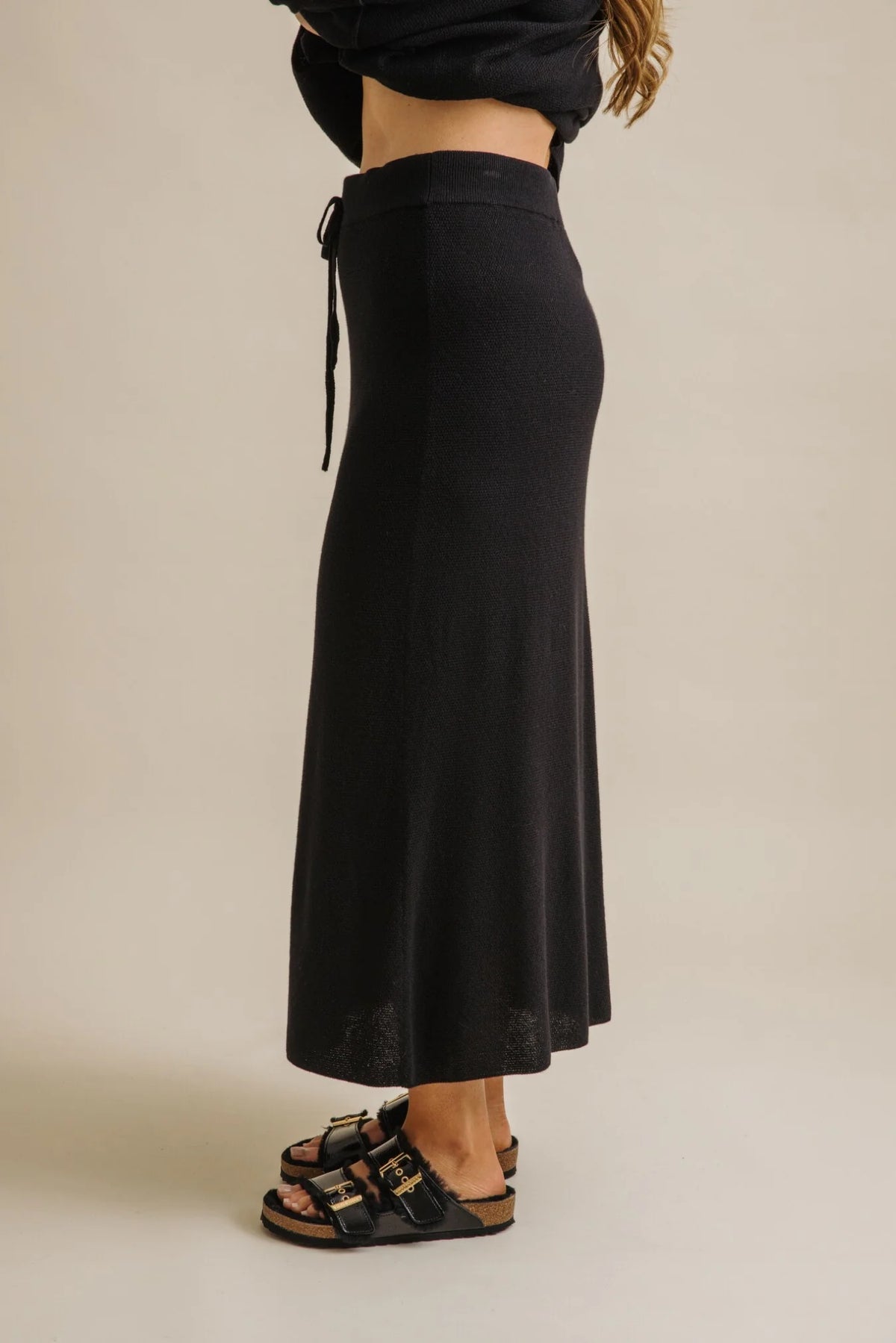 Winter Retreat Merino Cotton Skirt - Noir