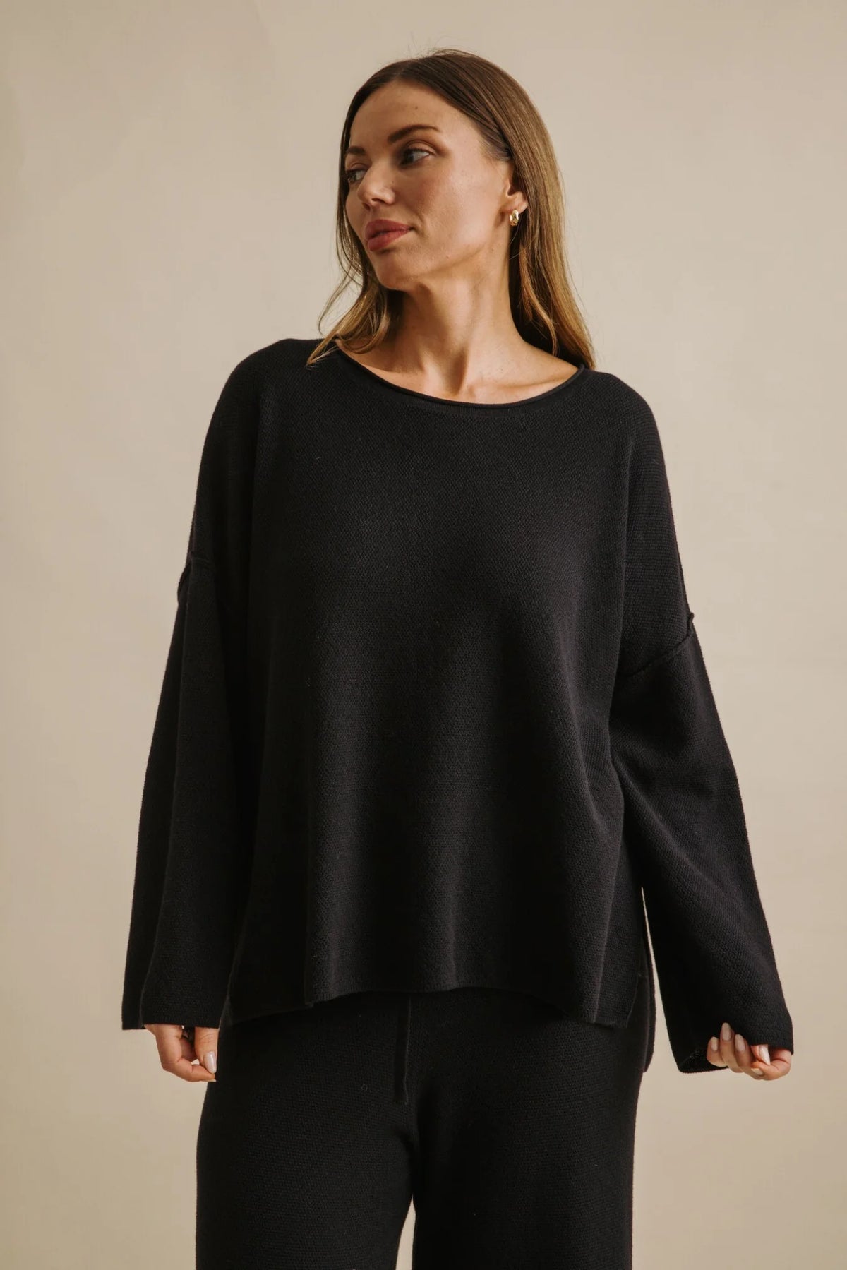 Winter Retreat Merino Cotton Pullover - Noir