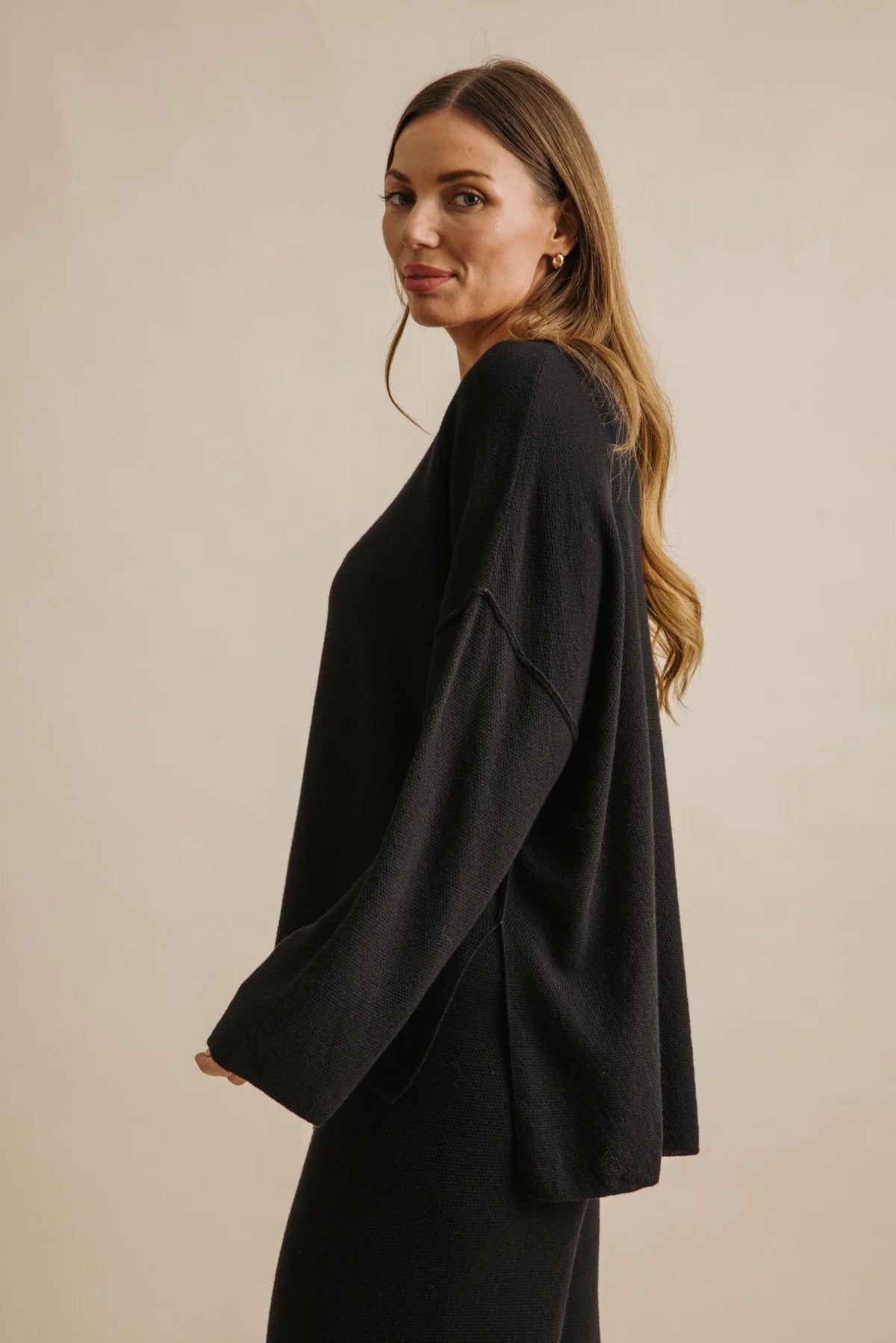 Winter Retreat Merino Cotton Pullover - Noir