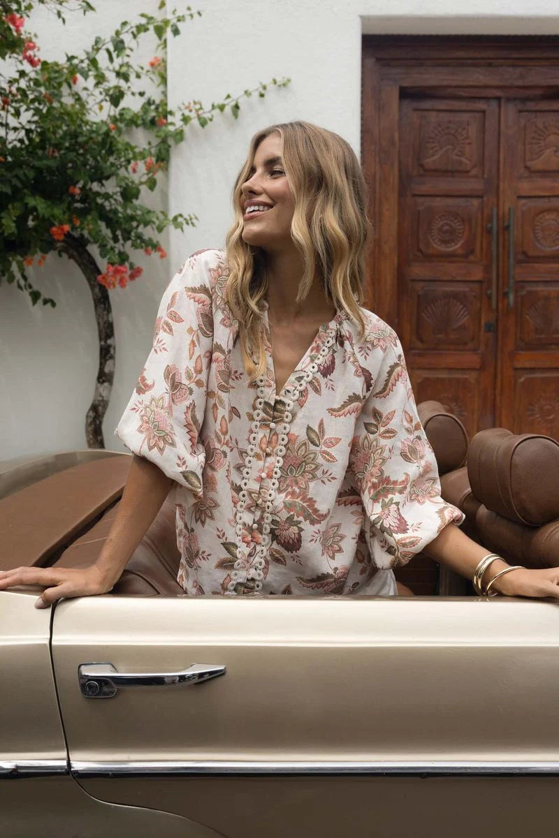Humidity Lifestyle Bohemian Rose Blouse
