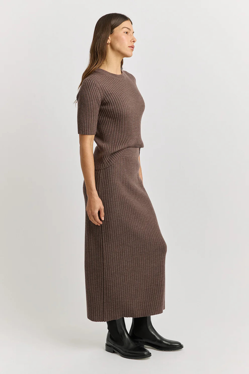 Rib Knit Skirt - Mocha