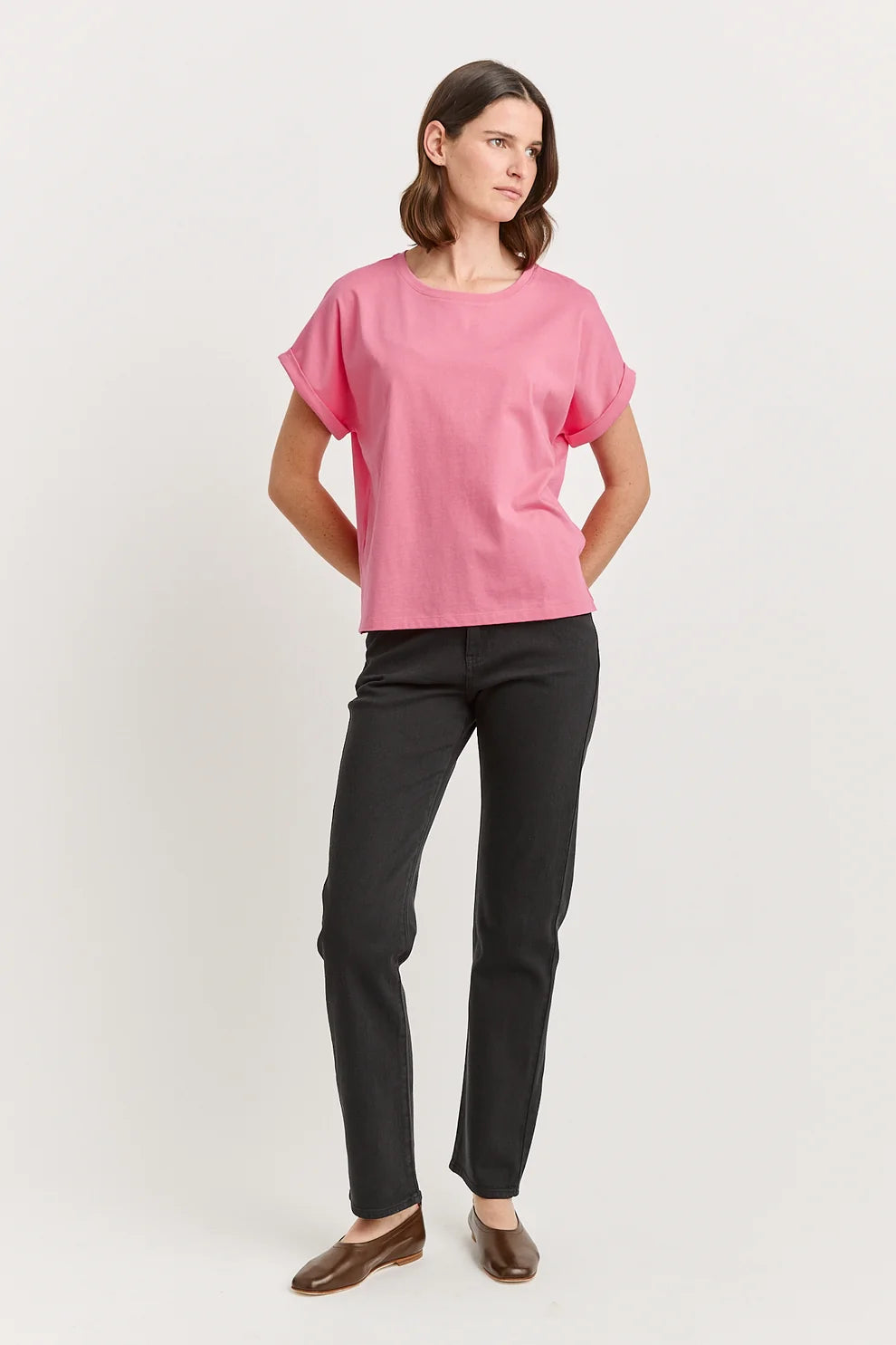 Roll sleeve tee - Flamingo