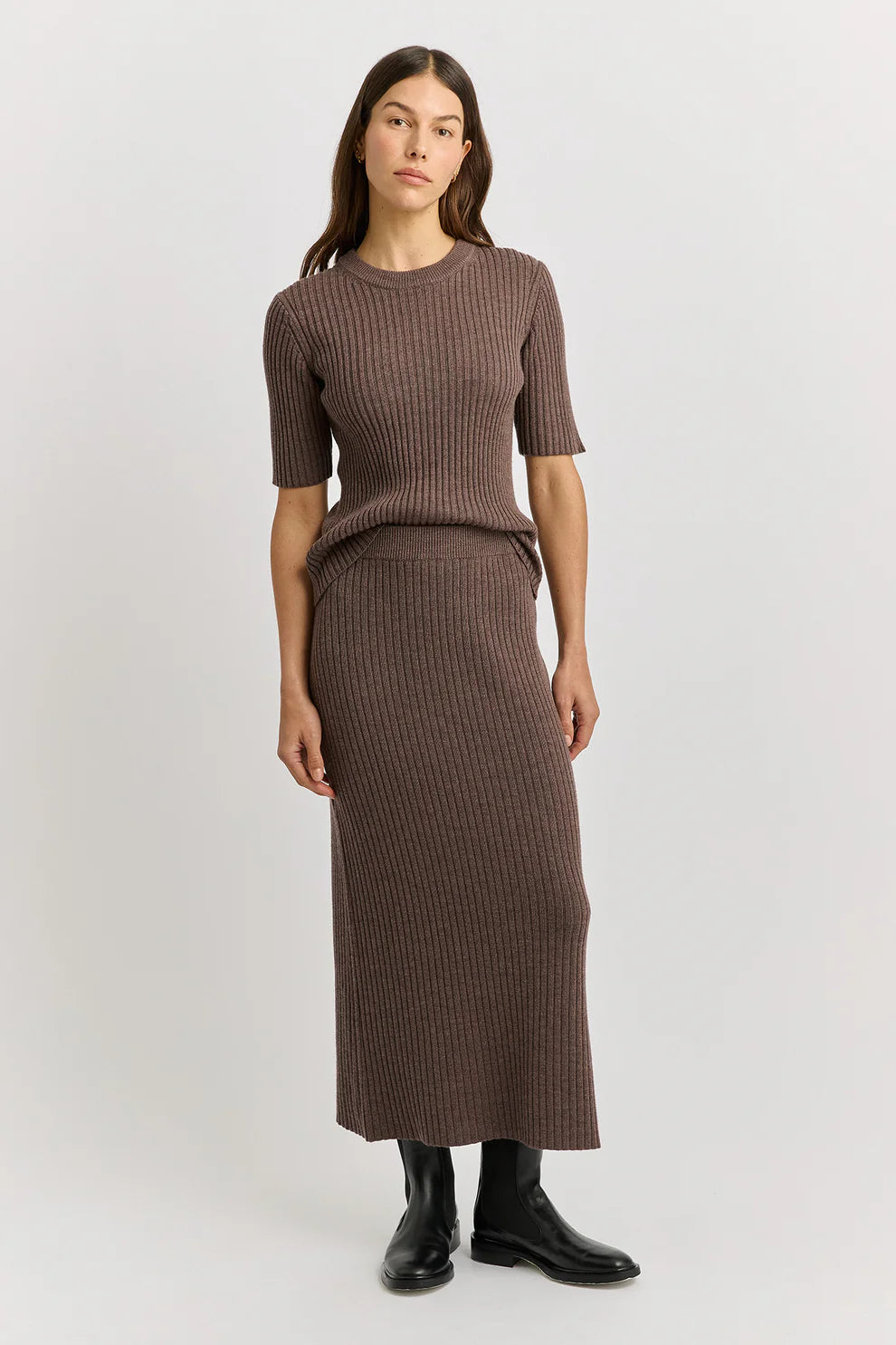 Rib Knit Skirt - Mocha