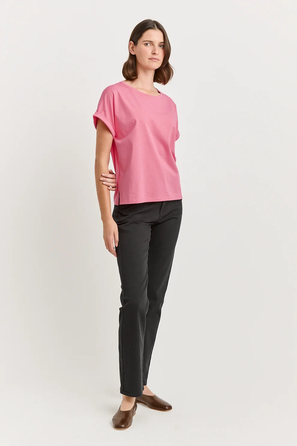 Roll sleeve tee - Flamingo