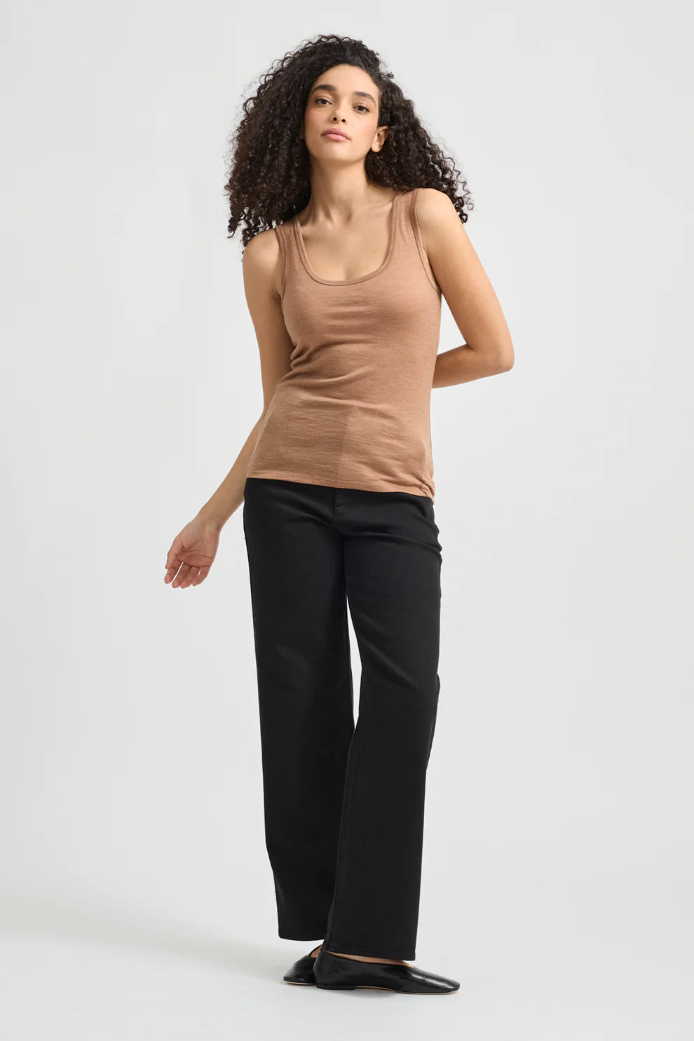 Scoop Merino Tank - Cashew