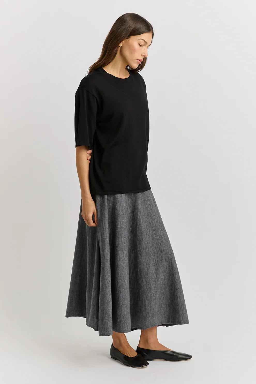 Extra Fine Relaxed Knit Tee - Black