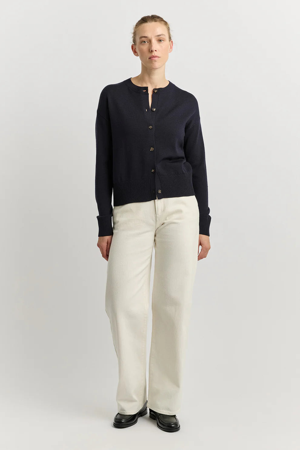 Fine Knit Cardigan - French Navy