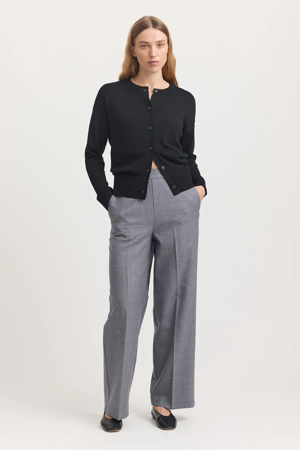 Fine Knit Cardigan - Black