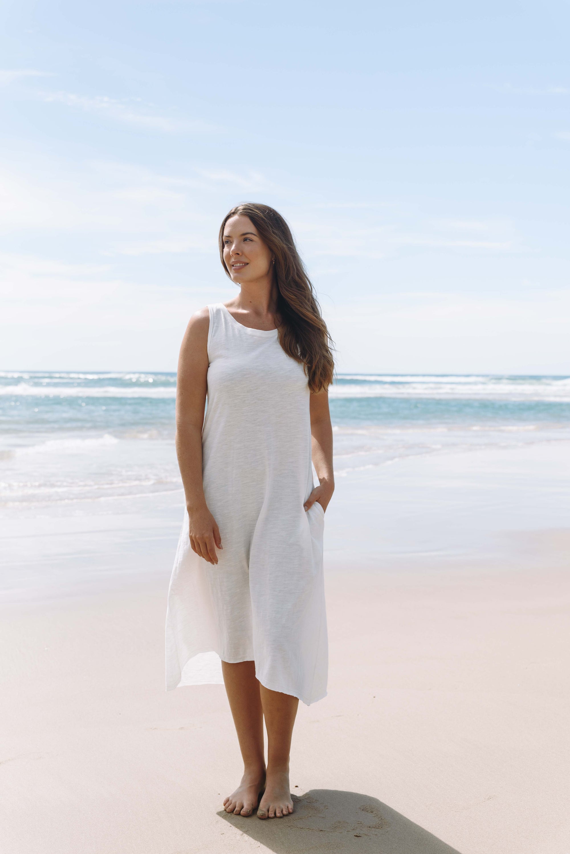 Shoreline Fine Slub Breeze Dress - Salt