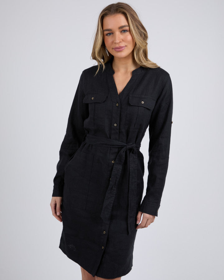 Black linen dress