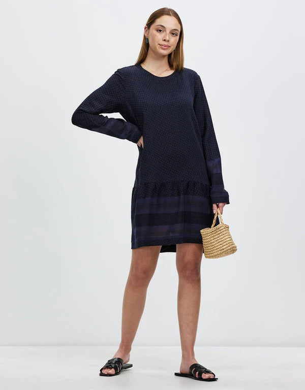 JOSEPHINE LS DRESS - PEACOAT/BLACK