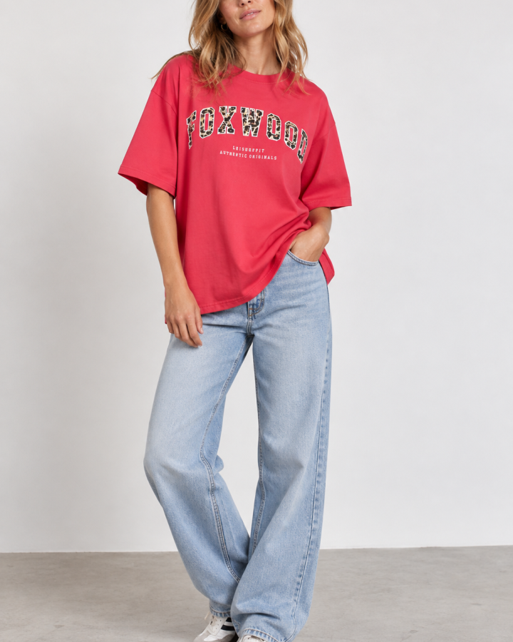 Foxwood Interval Leopard Tee - Raspberry