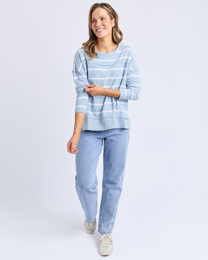 Jayne Throw on Top - Stripe Sky Blue