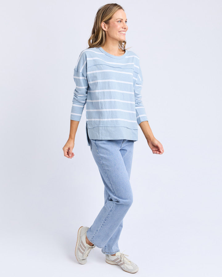 Jayne Throw On Top - Sky/White Stripe