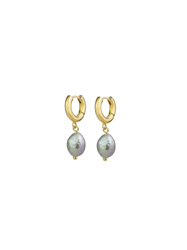 Bethany Pearl Earrings - Grey Pearl