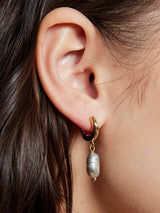 Bethany Pearl Earrings - Grey Pearl