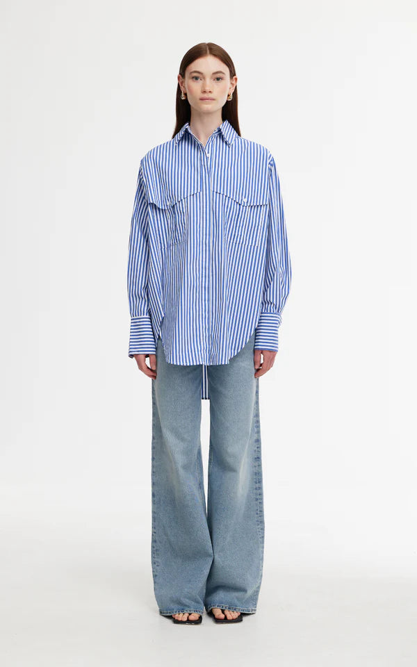 Riley Shirt - Navy White Stripe