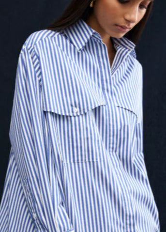 Riley Shirt - Navy White Stripe