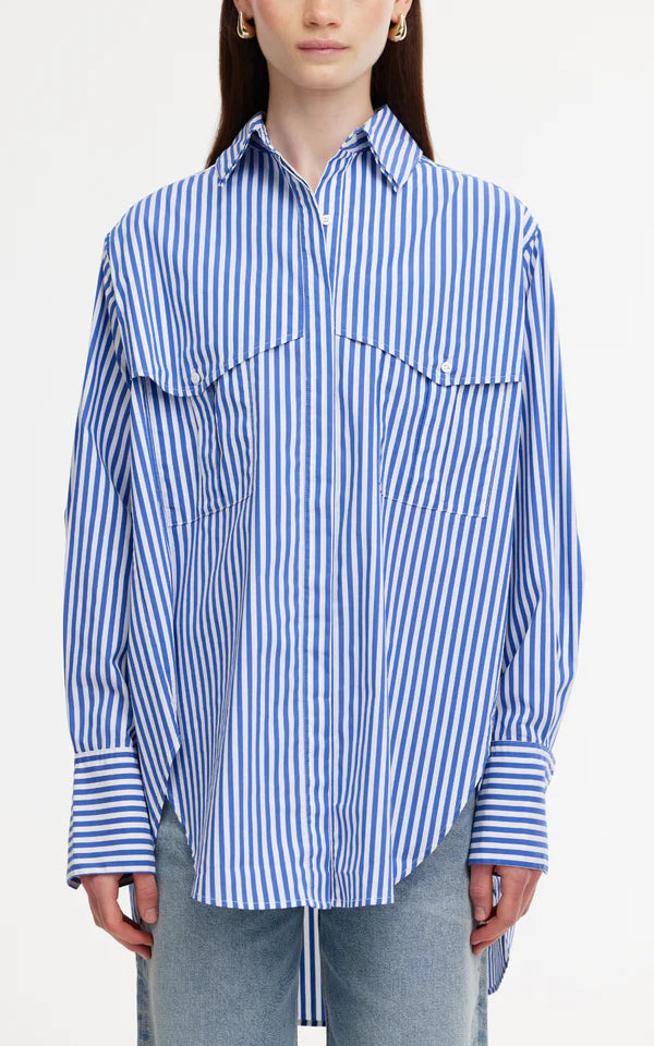 Riley Shirt - Navy White Stripe