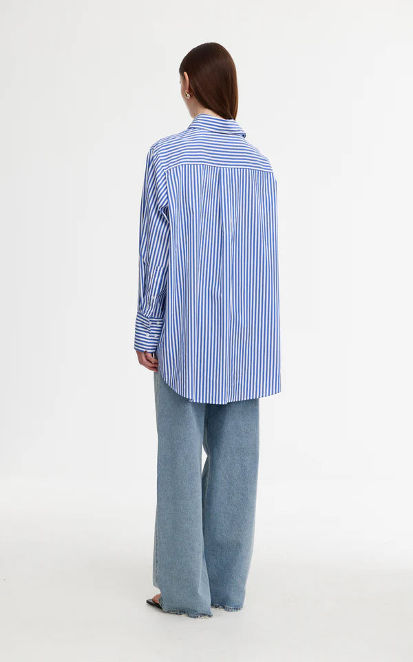 Riley Shirt - Navy White Stripe