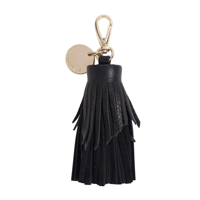 TIERED LEATHER TASSEL - BLACK PEBBLE / SUEDE