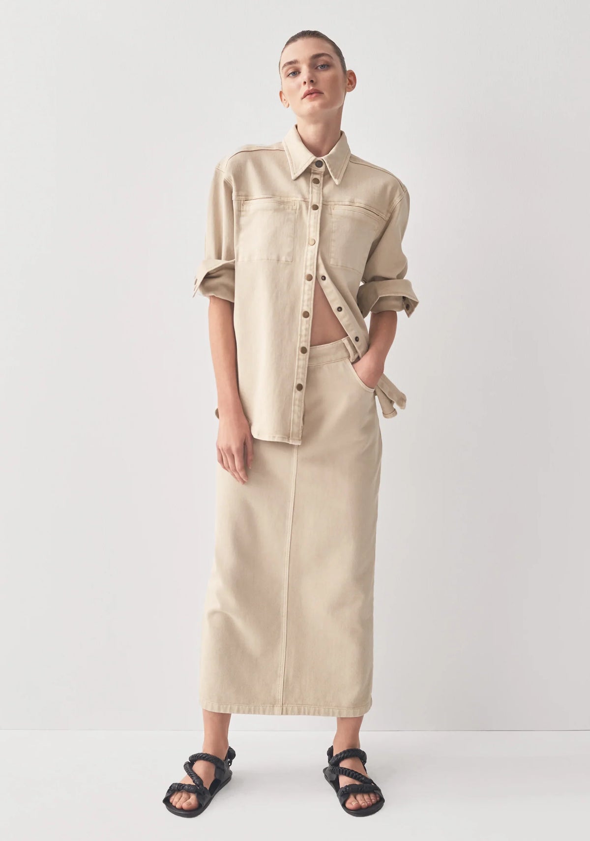 Jagger Denim Skirt - Sand