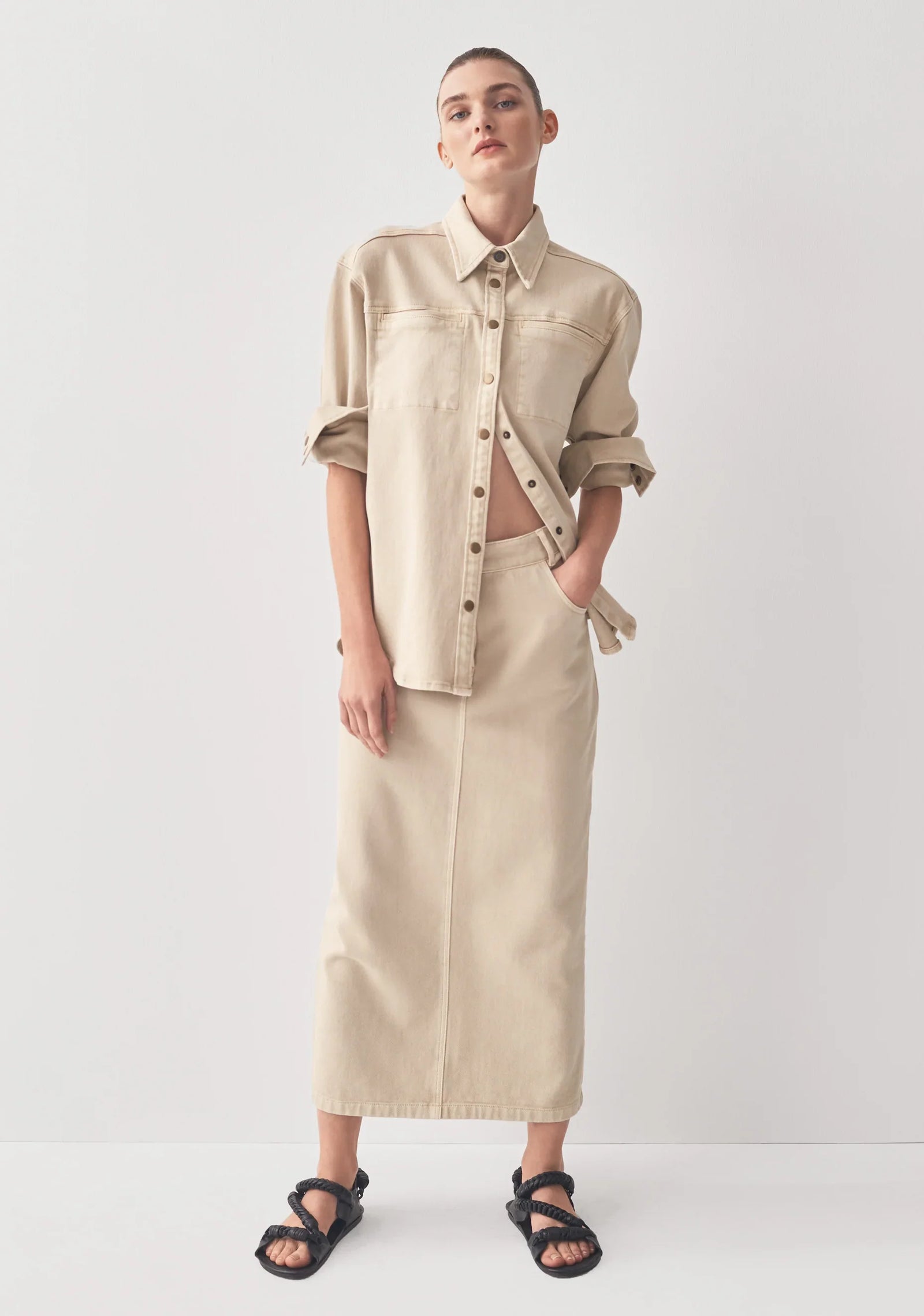 Jagger Denim Skirt - Sand