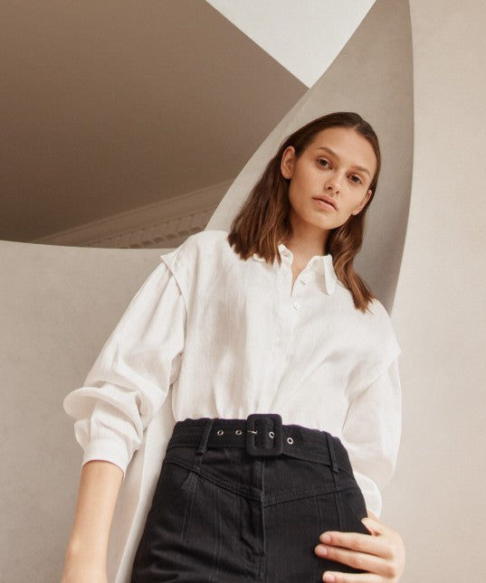 Flora Linen Shirt - White