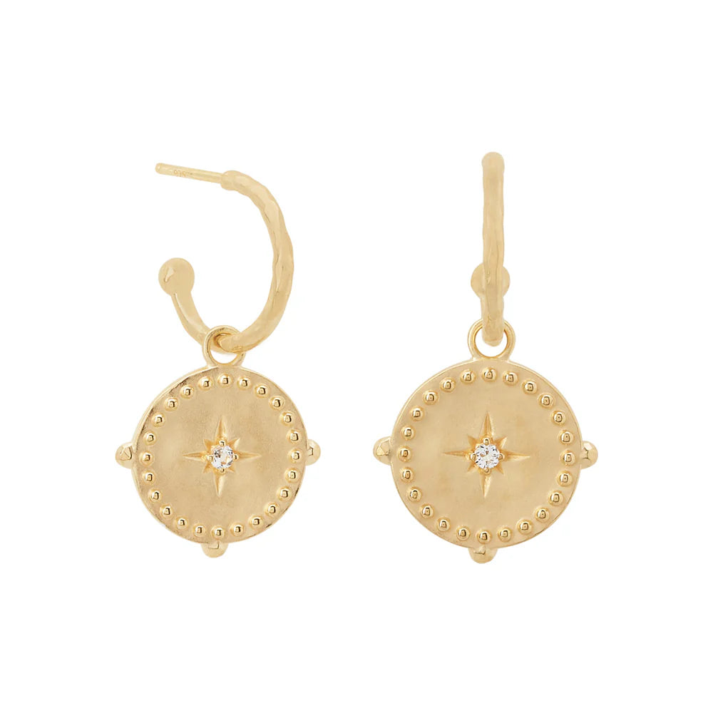 Small Hoop Disc Earrings Gold