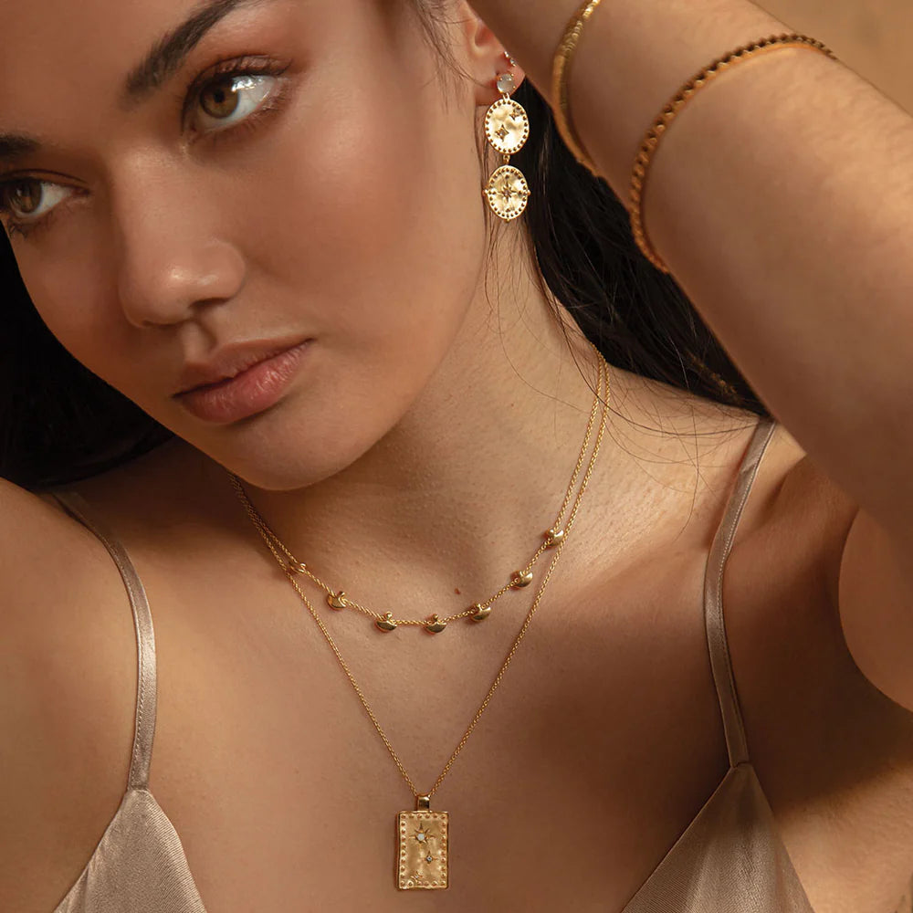 Double Disc Earrings - 18k Gold Plate