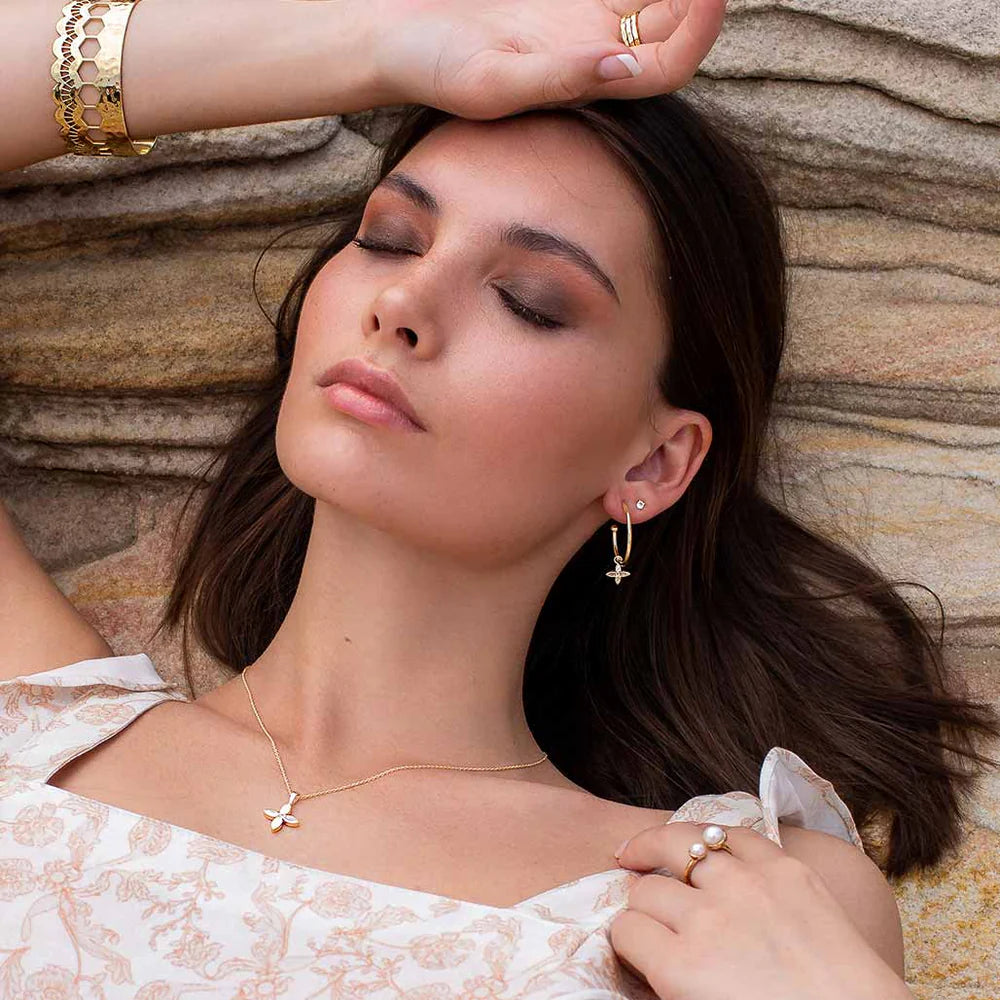 Medium Hoop Flower Earrings