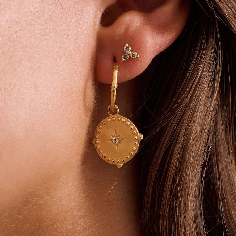 Small Hoop Disc Earrings Gold