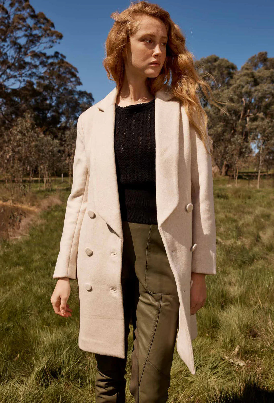 Pisces Wool Blend Coat - Fawn