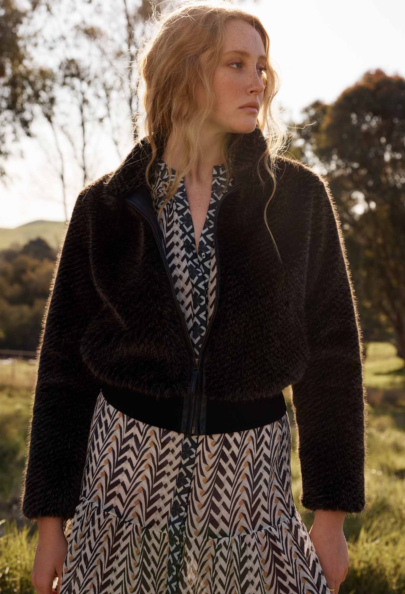 Stella Faux Fur Bomber - Sable