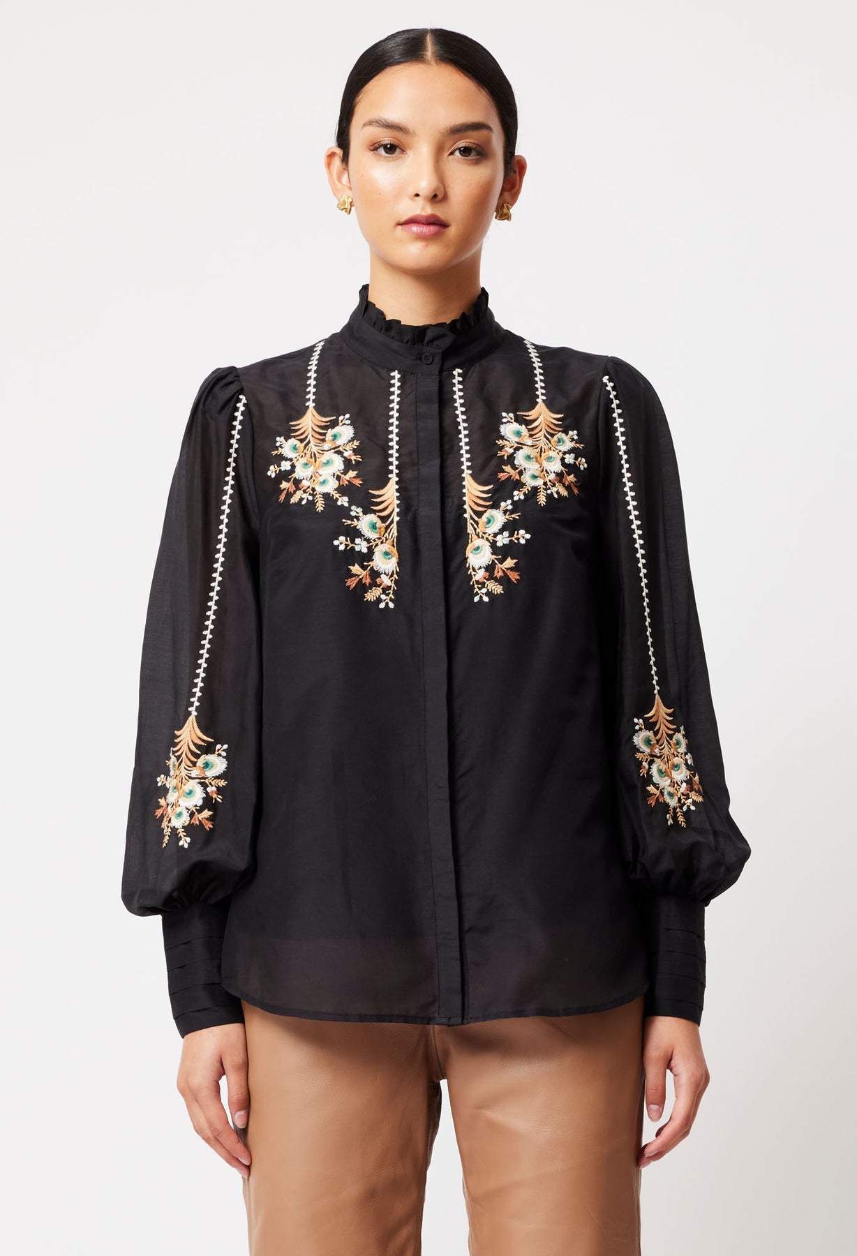 Florence Embroidered Shirt - Black