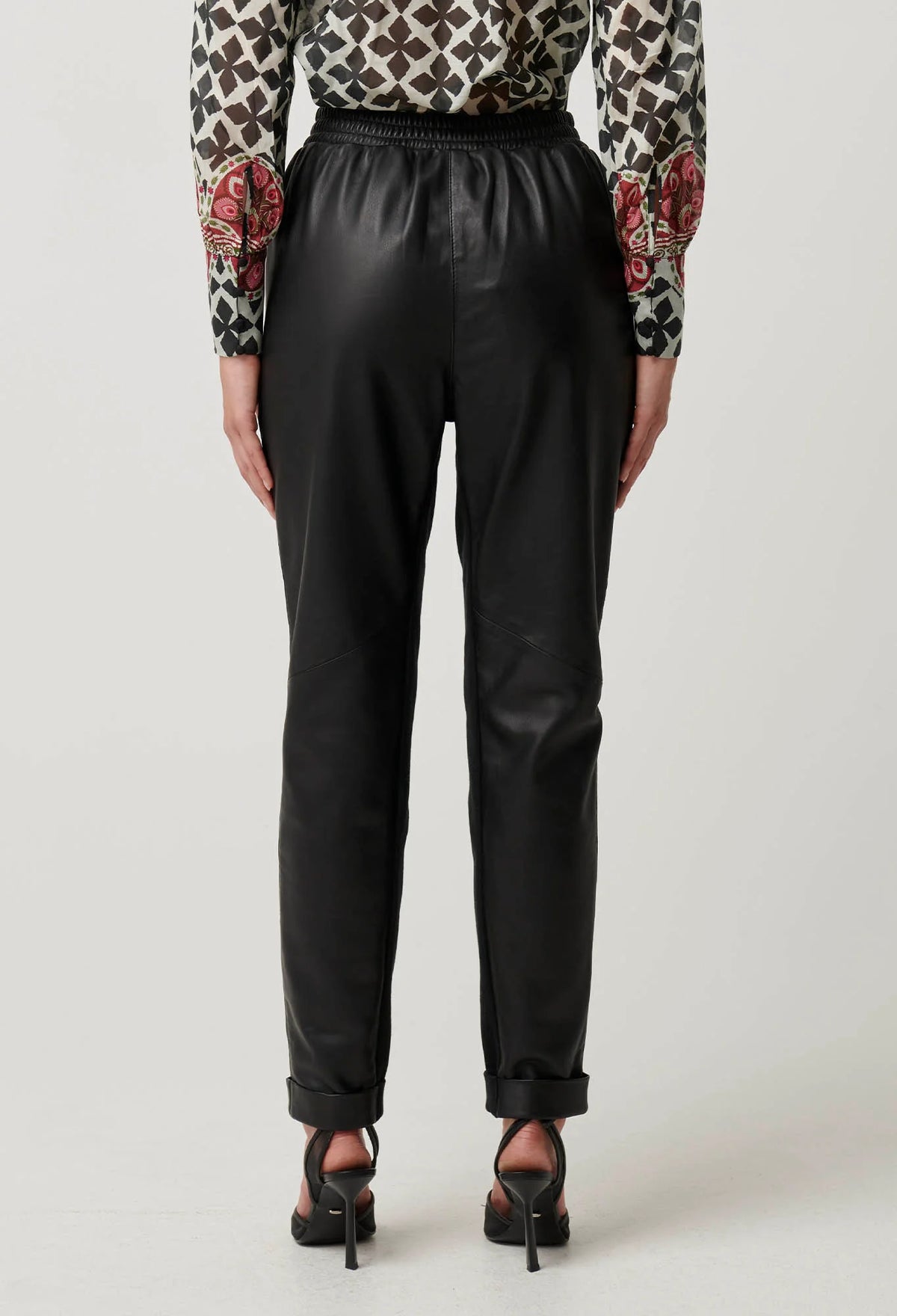 Sylvan Leather Curved Panel Jogger - Black