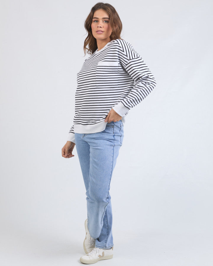 Original Stripe Crew - White/Black