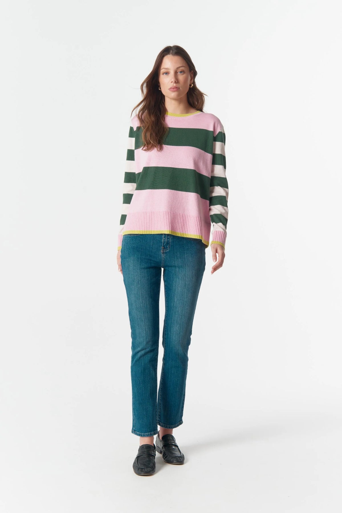 Sierra Contrast Stripe Knit - Lush Green Stripe