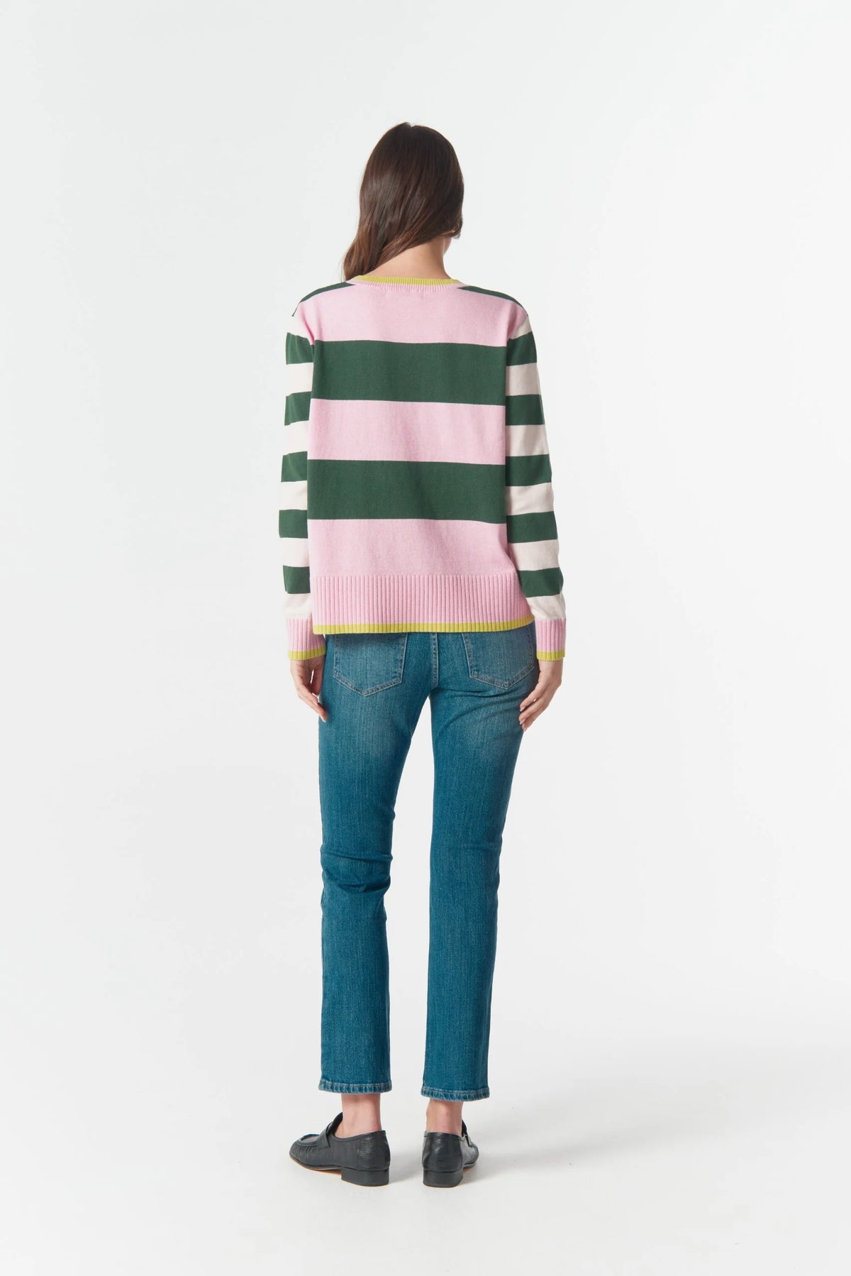 Sierra Contrast Stripe Knit - Lush Green Stripe
