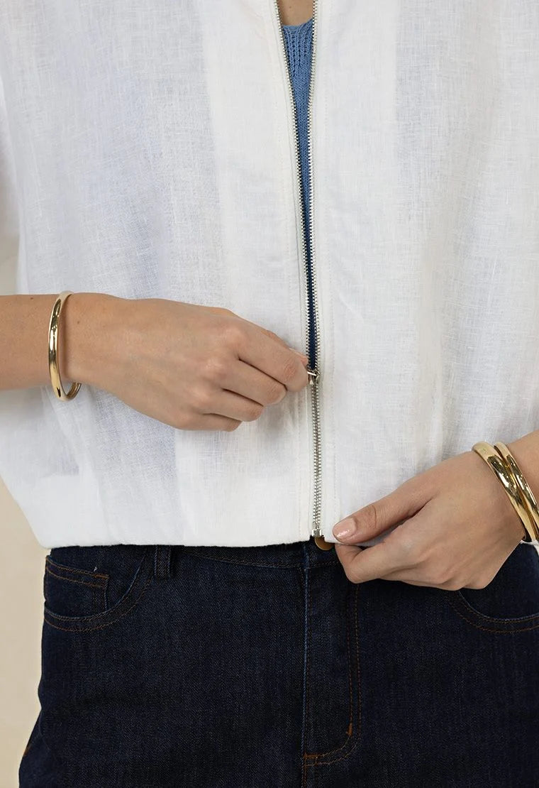 White bomber jacket