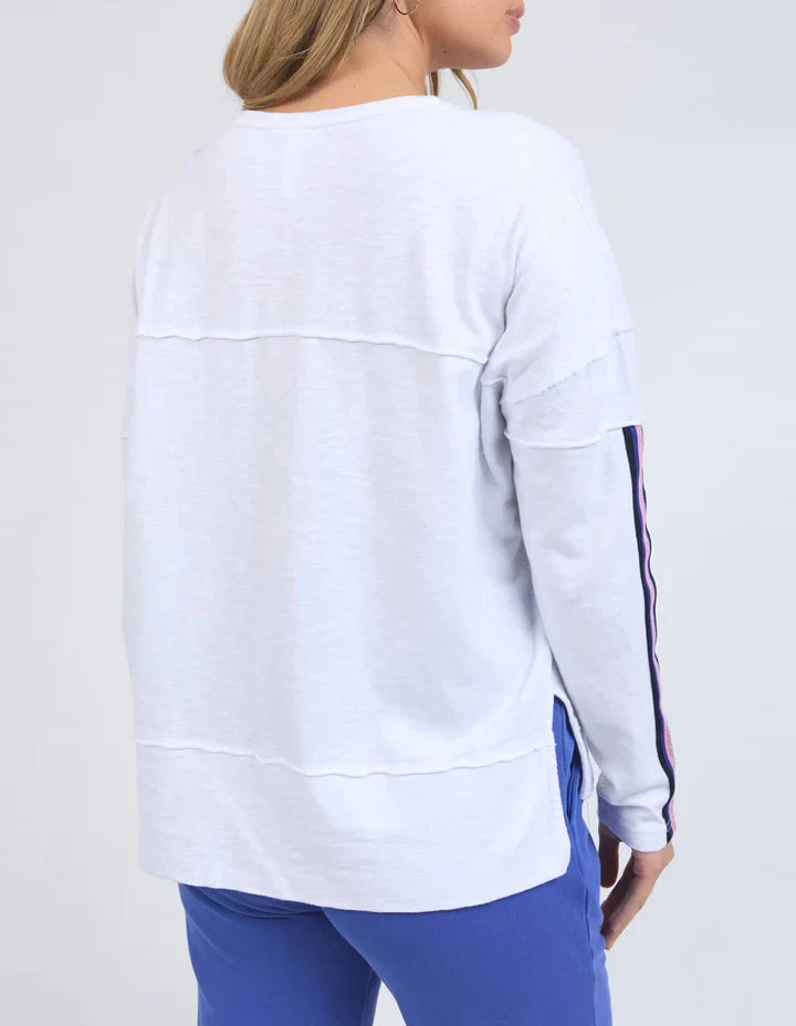 Foxwood White Cotton Long Sleeve Tee