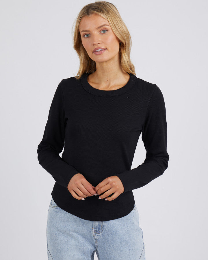 Scoop Long Sleeve Rib - Black