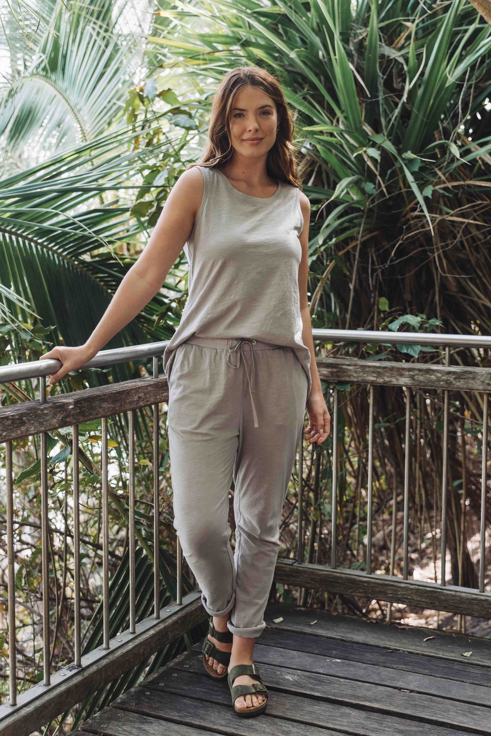 Shoreline Fine Slub Singlet - Vintage Khaki